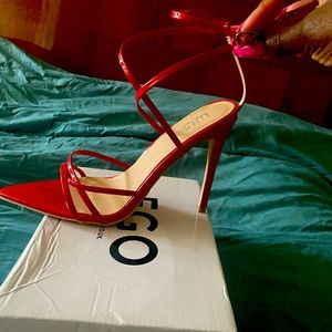 Red strap stiletto sandal heel
